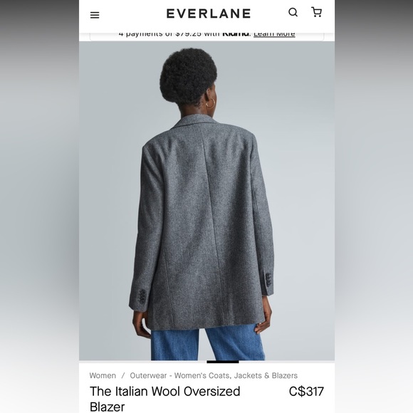 EVERLANE Italian Wool Oversized Blazer size 00 grey herringbone 🖤 - Picture 4 of 8